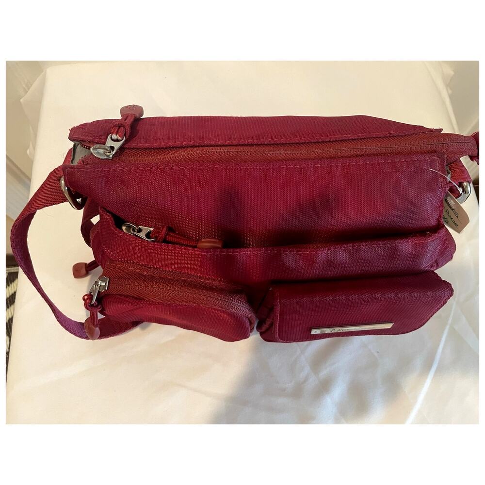 Rosetti E.T.A. Nylon Multi-Pocket Crossbody Travel Bag Purse – Maroon - Picture 6 of 10